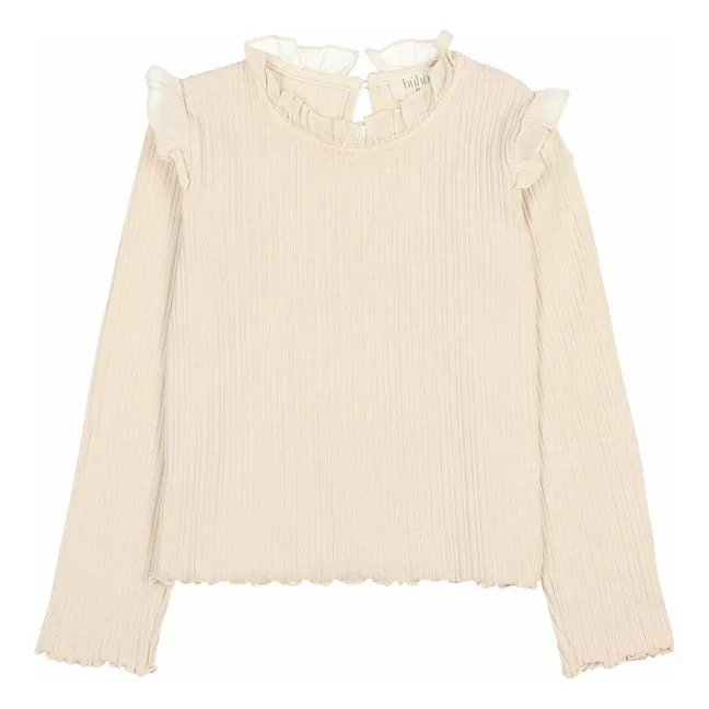 Ribbed T-shirt Ruffles | Ivory
