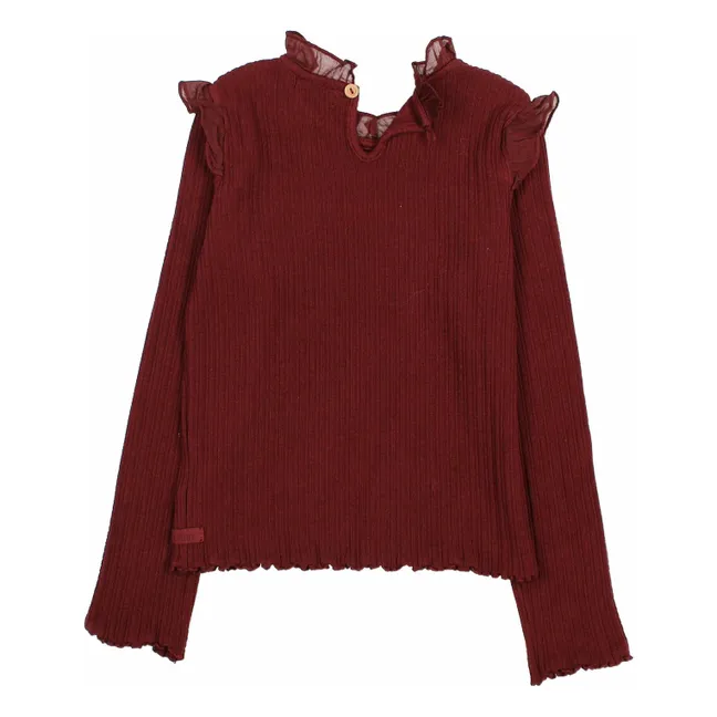 Camiseta de canalé | Burdeos