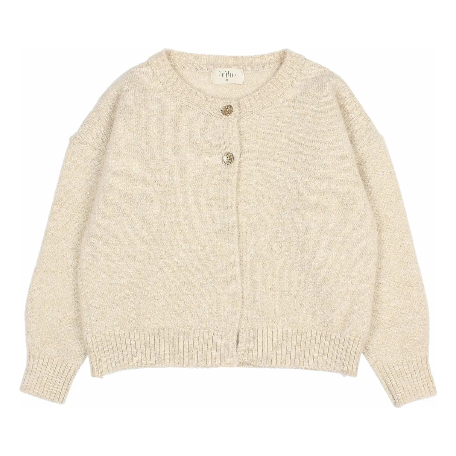 Búho Beige Lurex Recycled Fiber Cardigan