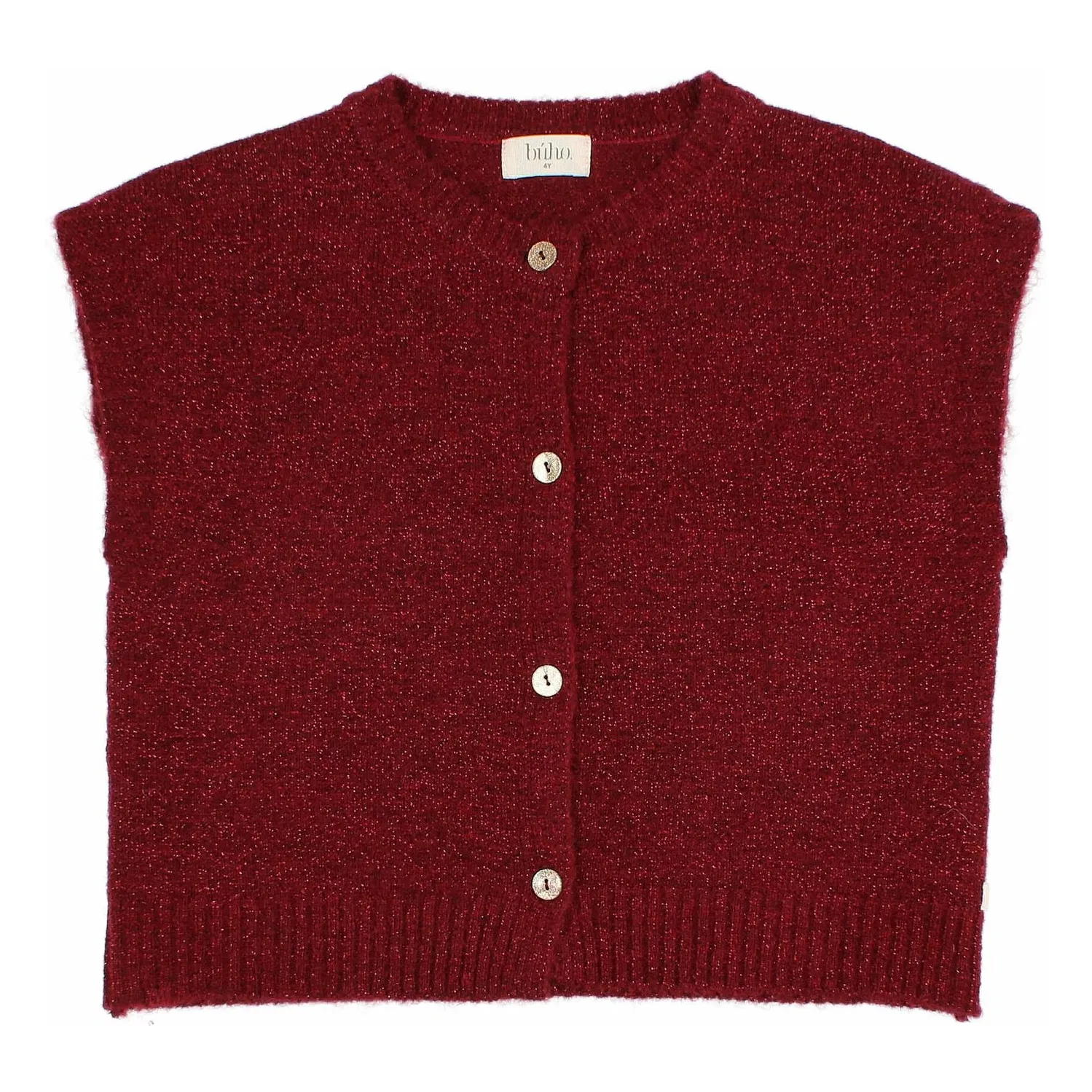 Búho - Gilet Fille - Coton/Laine - Bordeaux - 3 ans