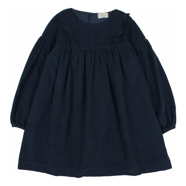 Organic Cotton Corduroy Dress | Navy blue
