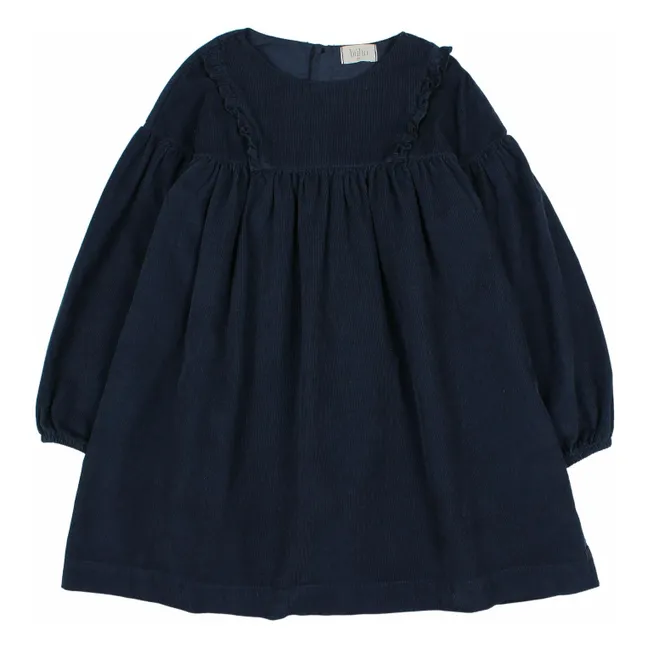 Vestido de pana de algodón orgánico | Azul Marino