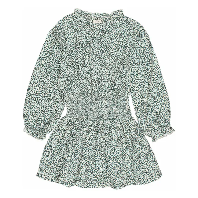 Robe Smockée Volants | Vert Cèdre
