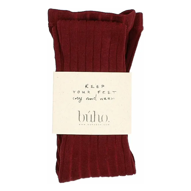 Ribbed Tights | Burgundy