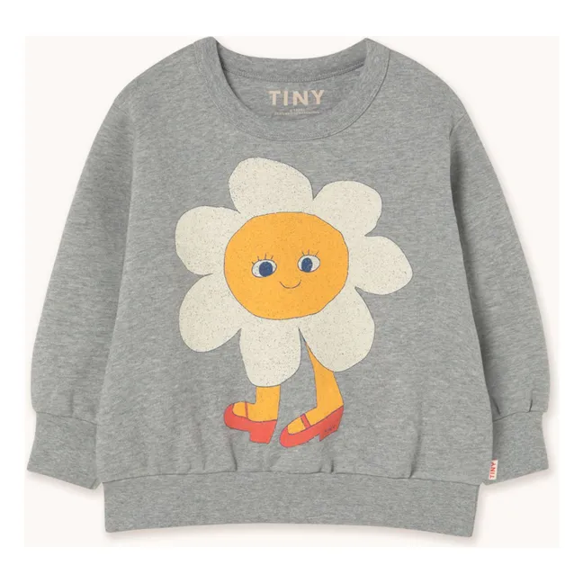 Sweat Fleur Coton Bio | Gris chiné
