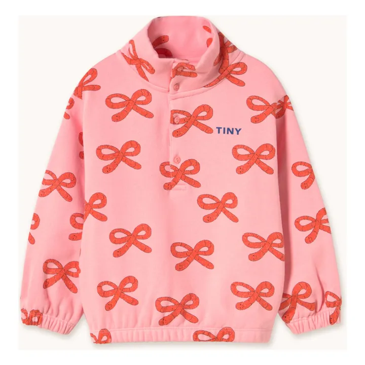 Sweat Col Montant Nœuds Coton Bio | Rose- Image produit n°3