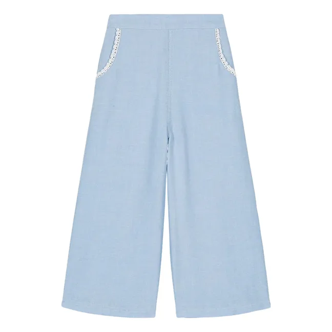 Pantalones Flor de algodón orgánico | Azul Cielo