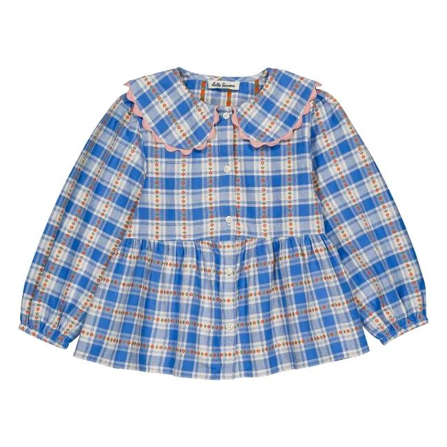 Bluse Pflaume Kariert | Blau