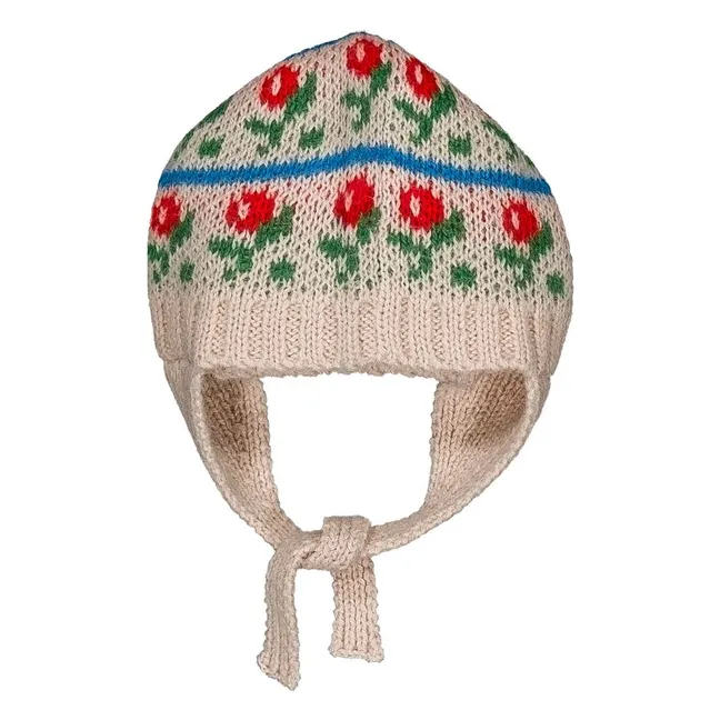 Bonnet Pipo Fleuri Laine Alpage et Mérinos | Beige