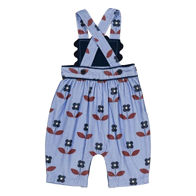 Salopette Pirouette Fleurie | Bleu ciel
