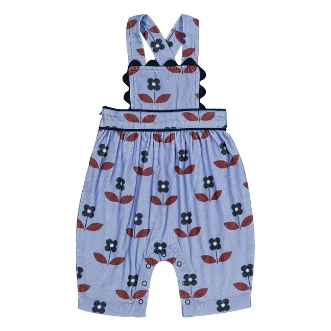 Salopette Pirouette Fleurie | Bleu ciel