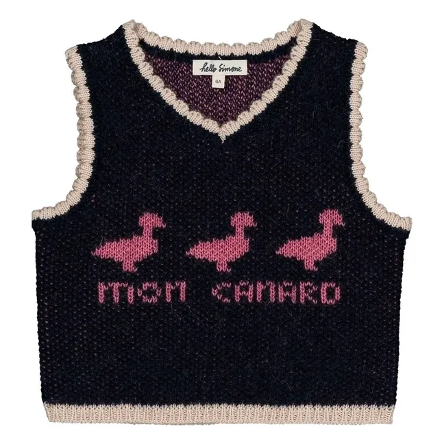 Ärmelloser Pullover Pepette Alpaka- und Merinowolle | Navy