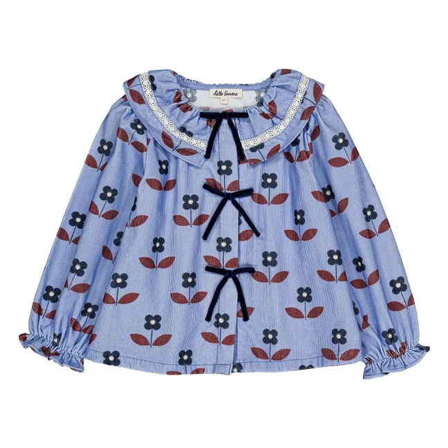 Blouse Myrtille Fleurie Velours Côtelé | Bleu