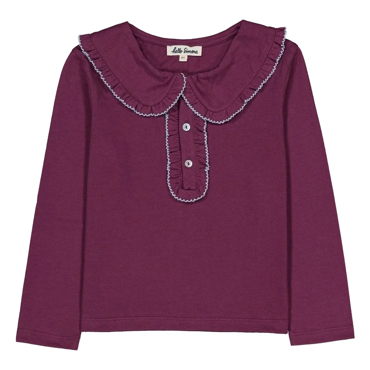 Hello Simone Burgundy Matou Organic Cotton T-Shirt