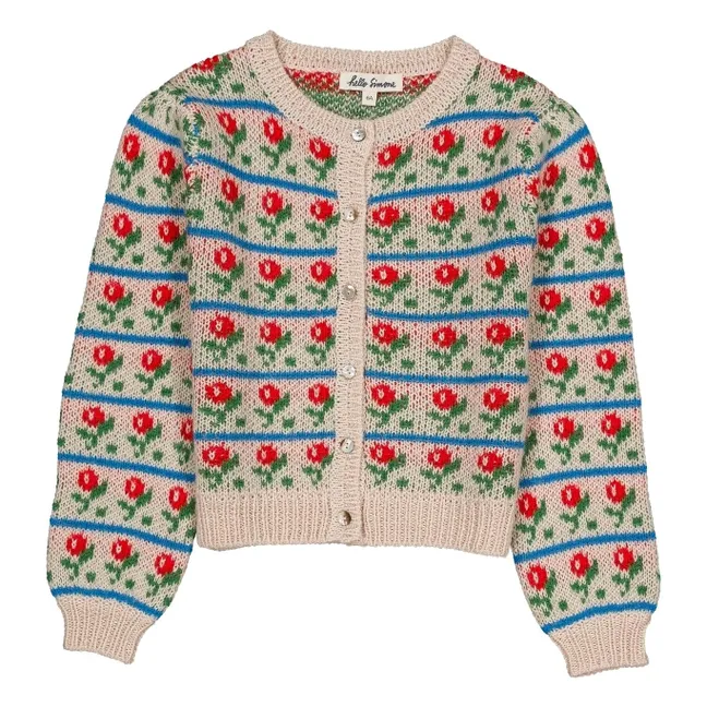 Cardigan Lison Fleuri Laine Alpaga et Mérinos | Beige