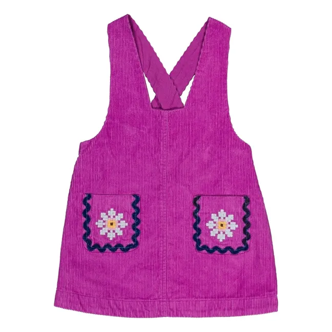 Robe Tablier Christie Velours Côtelé | Rose