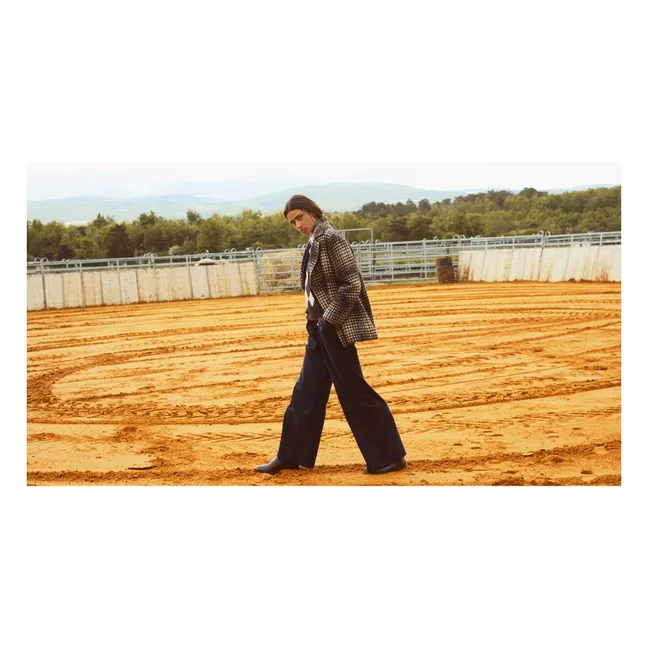 Manteau Maliro Pied de Coq Laine | Bleu marine
