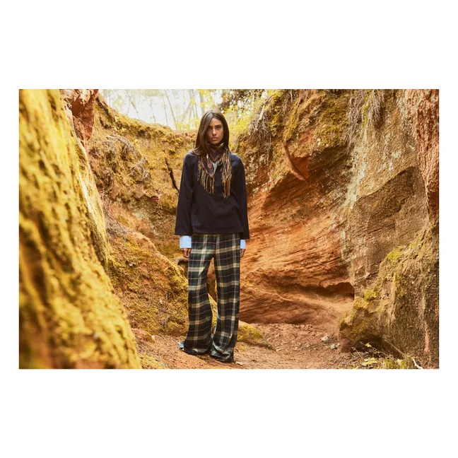 Pantalon Pomeoto Tartan Laine Vierge | Vert