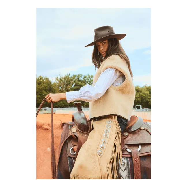 Veste Sans Manches Gialo Cuir | Camel