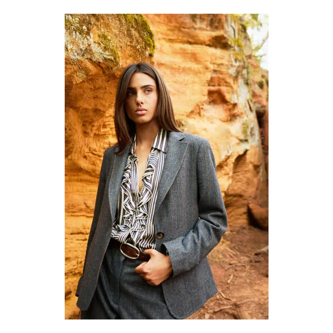 Vorado Striped Wool Jacket | Grey