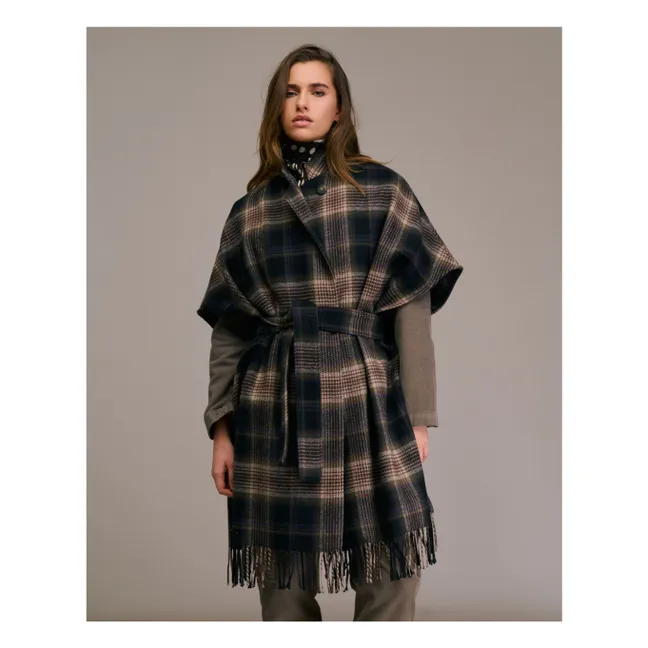 Cape Cajiro Tartan Laine | Bleu