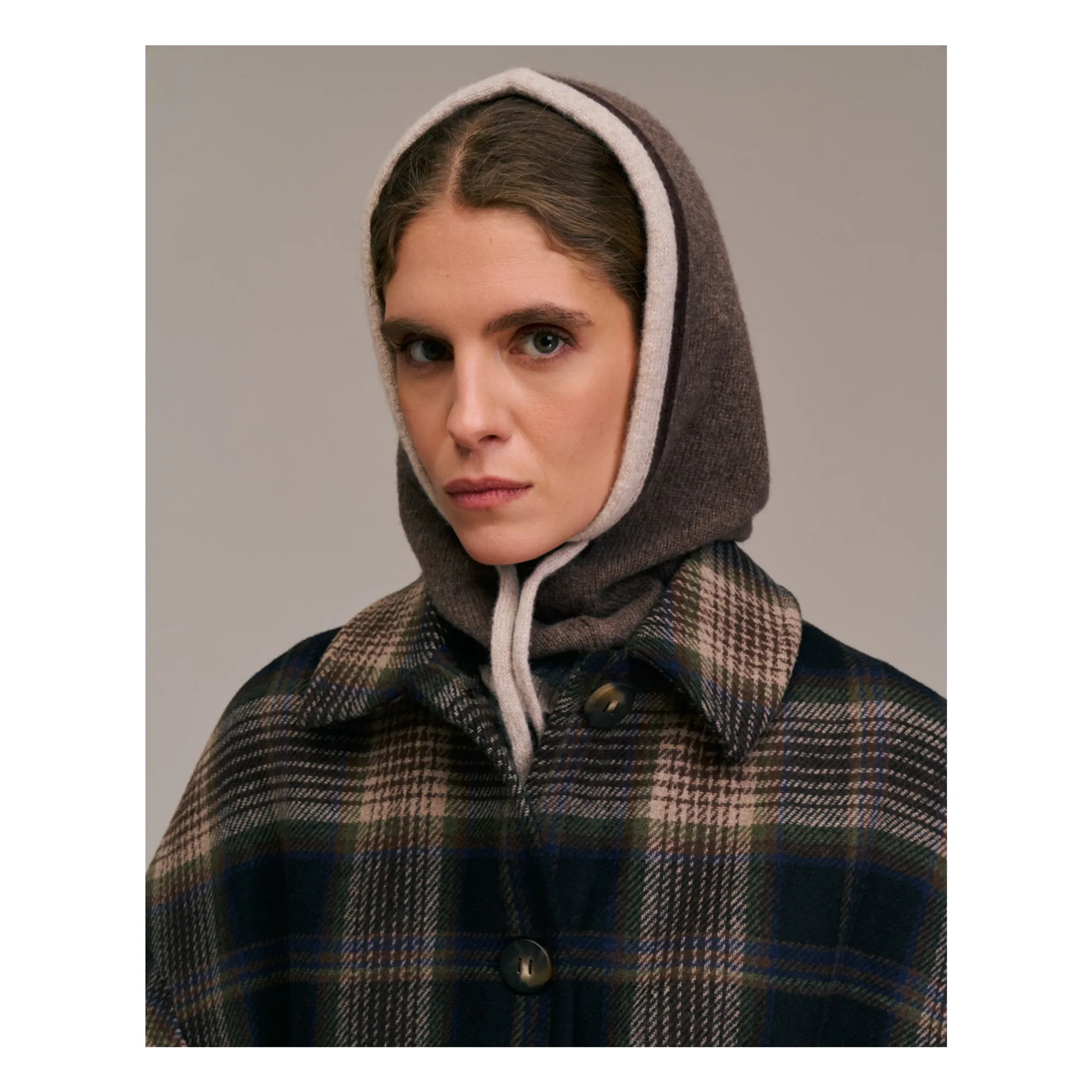 Diega Taupe Brown Capo Extra Fine Merino Wool Balaclava