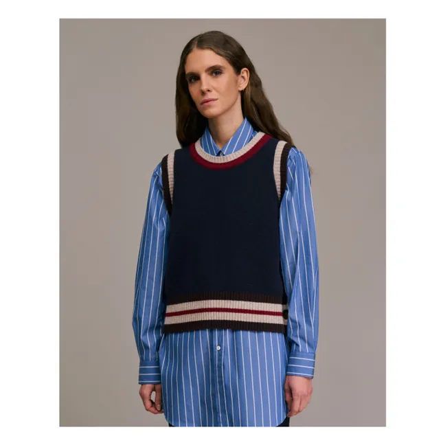 Pull Sans Manches Pumio Laine Mérinos Extra Fine | Bleu marine