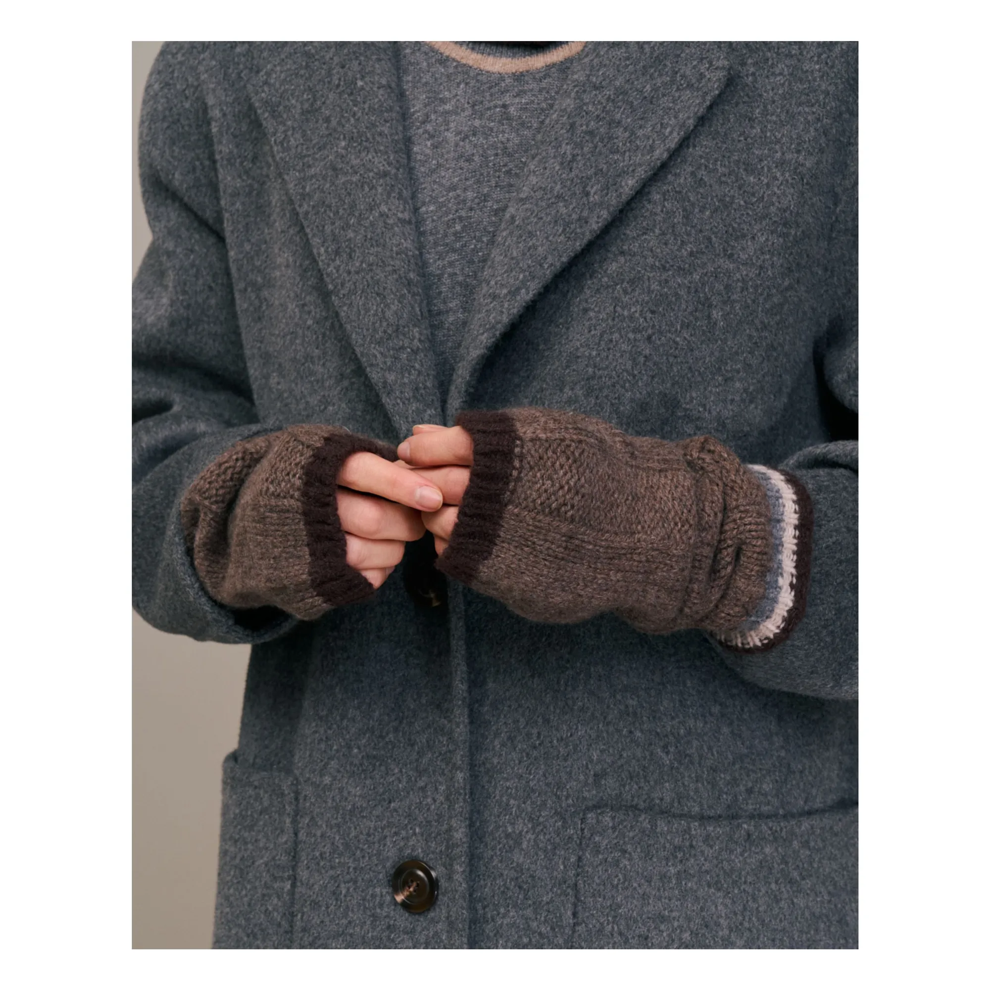 Diega Taupe Brown Mittens Miteo Extra Fine Merino Wool