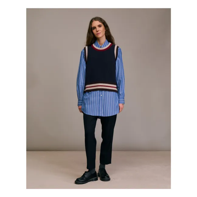 Jersey sin mangas de lana merina extrafina Pumio | Azul Marino