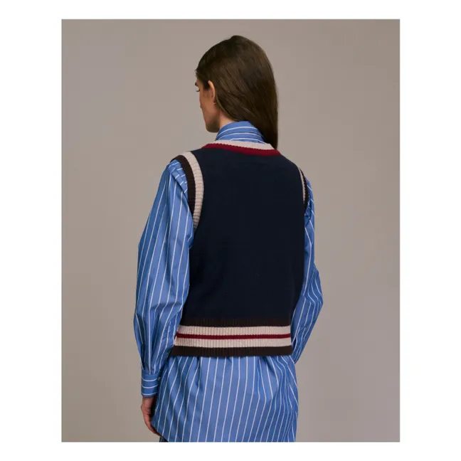 Jersey sin mangas de lana merina extrafina Pumio | Azul Marino