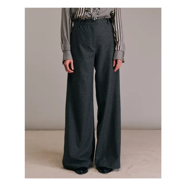Pantalon Piedro Rayé Laine | Gris