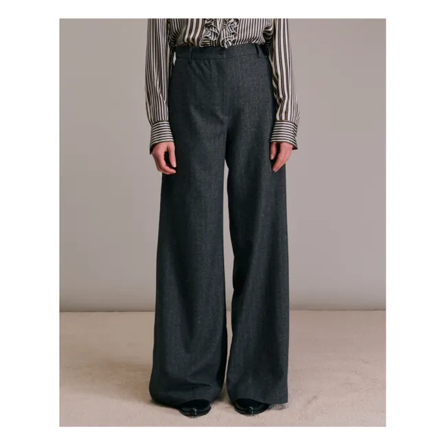 Pantalones de lana a rayas Piedro | Gris