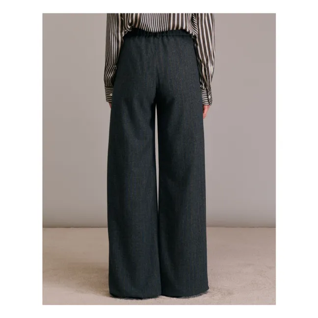 Pantalon Piedro Rayé Laine | Gris