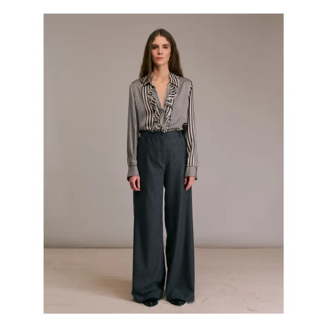 Pantalon Piedro Rayé Laine | Gris