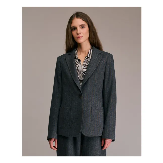 Vorado Striped Wool Jacket | Grey