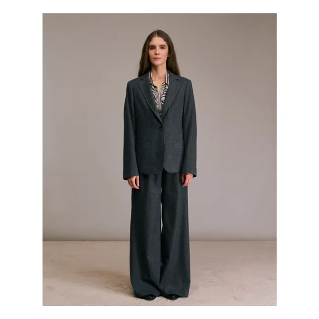 Vorado Striped Wool Jacket | Grey