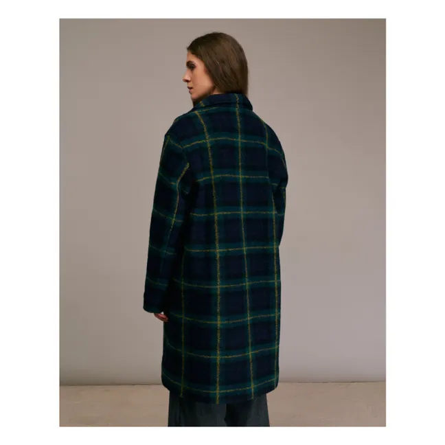 Manteau Multio Tartan Laine | Bleu marine
