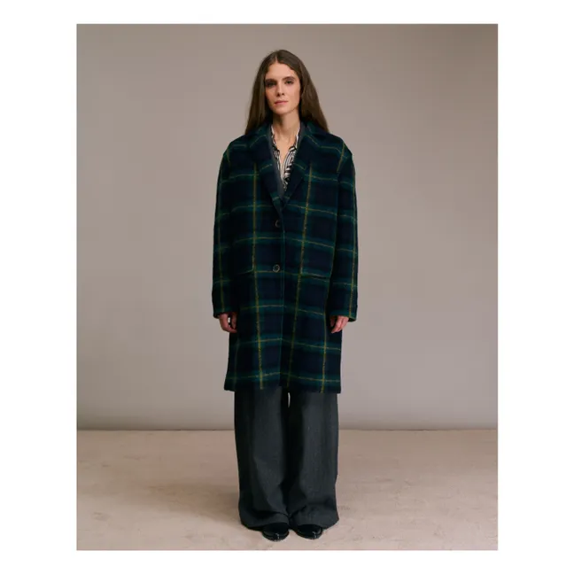 Manteau Multio Tartan Laine | Bleu marine