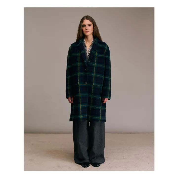 Manteau Multio Tartan Laine | Bleu marine- Image produit n°0