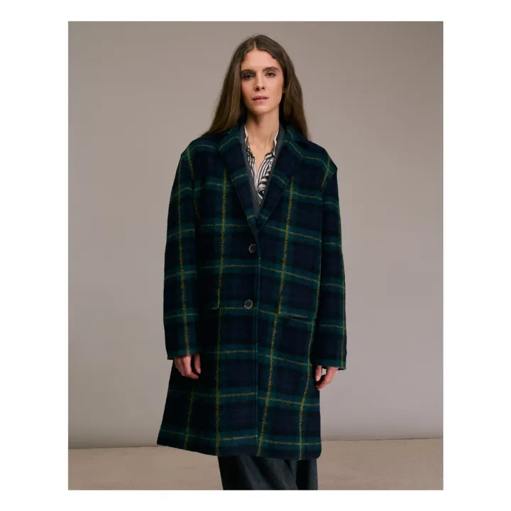 Manteau Multio Tartan Laine | Bleu marine- Image produit n°1