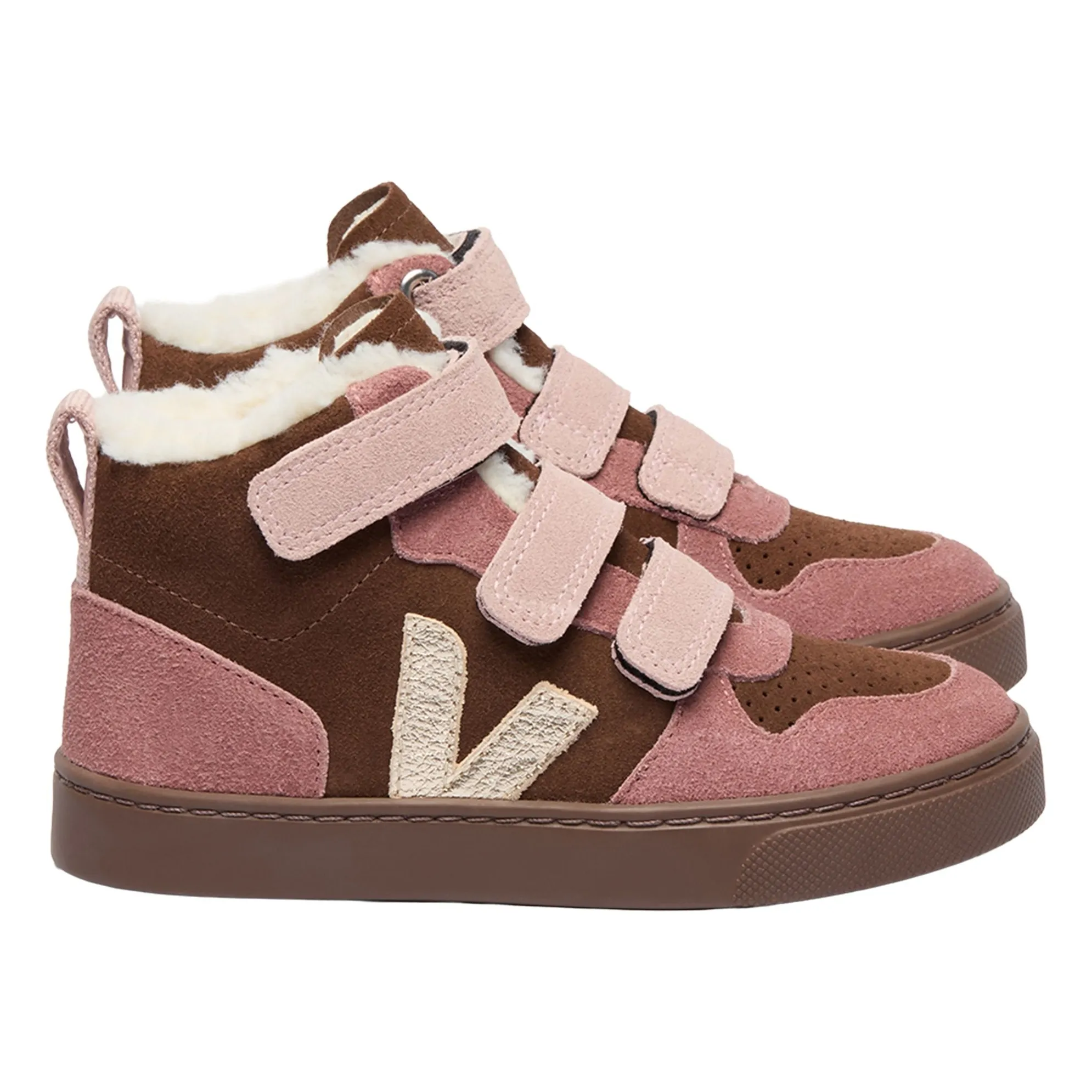 Veja Dusty Pink V-10 Mid Winter Suede Scratch Sneakers