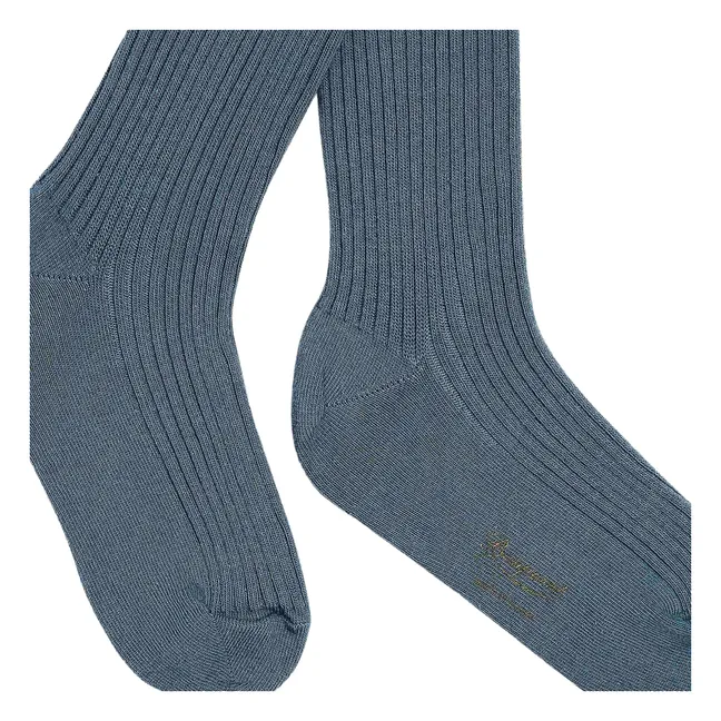 Thomina Ribbed Tights | Celadon Blue