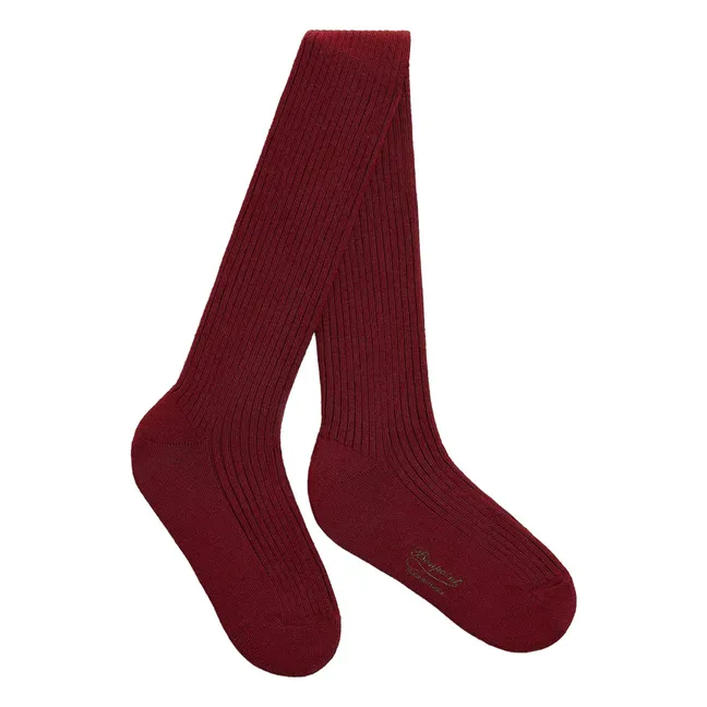 Thomina Ribbed Tights | Burgundy