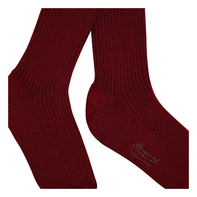 Thomina Ribbed Tights | Burgundy