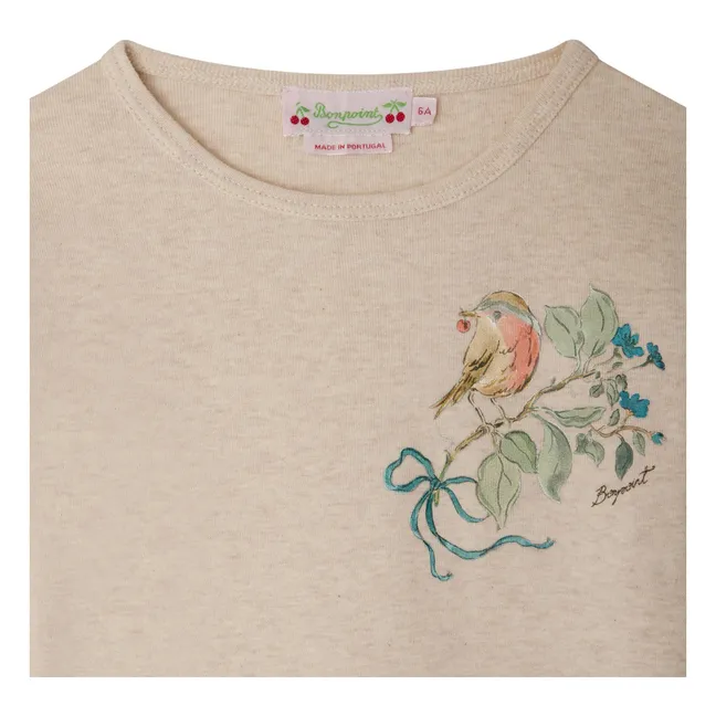 T-shirt Côtelé Tidjiane Coton Bio | Beige chiné