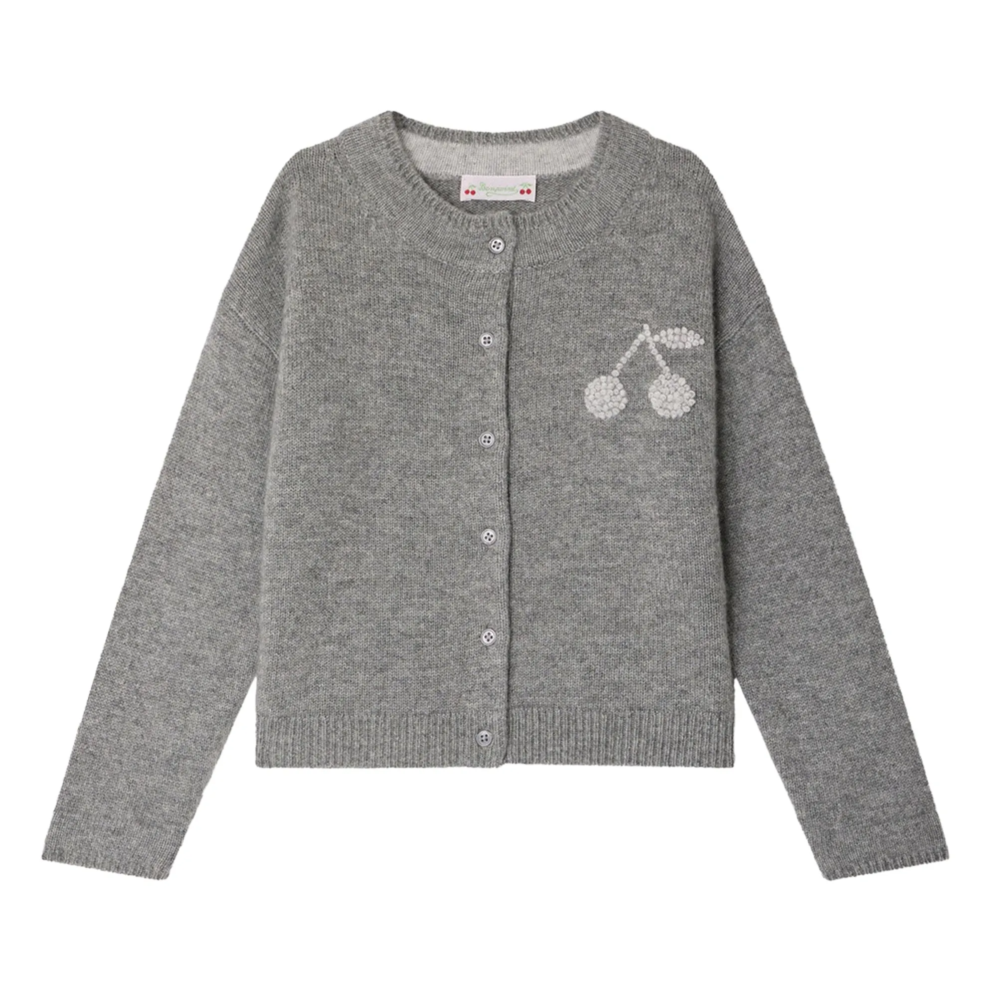 Bonpoint Girls Heather Grey Judicael Cashmere Cardigan
