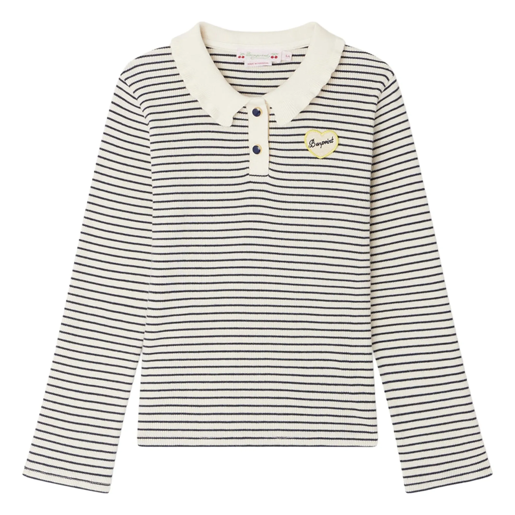 Bonpoint Girls Ecru Juanna Ribbed Striped T-Shirt
