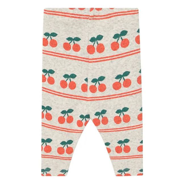 Pantalon Côtelé Cerises Coton Bio Bébé | Crème
