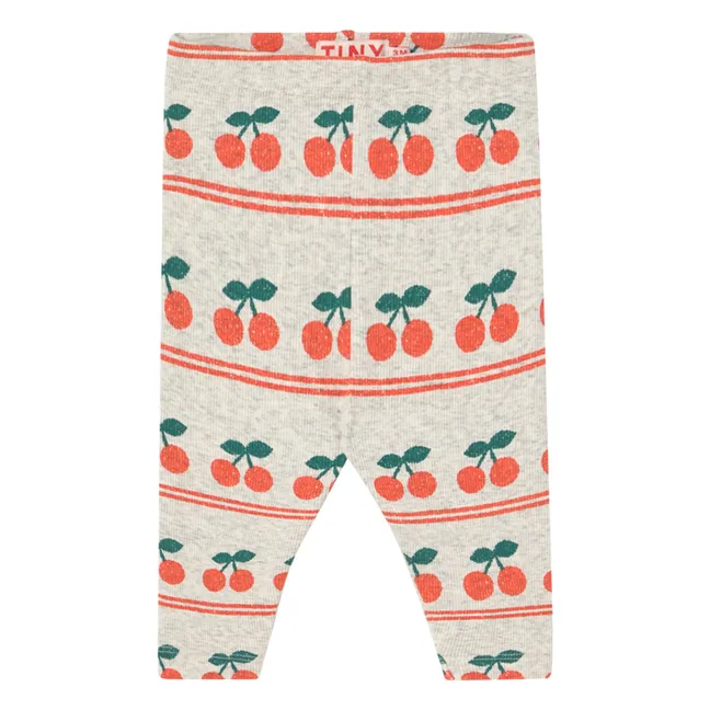 Pantalon Côtelé Cerises Coton Bio Bébé | Crème