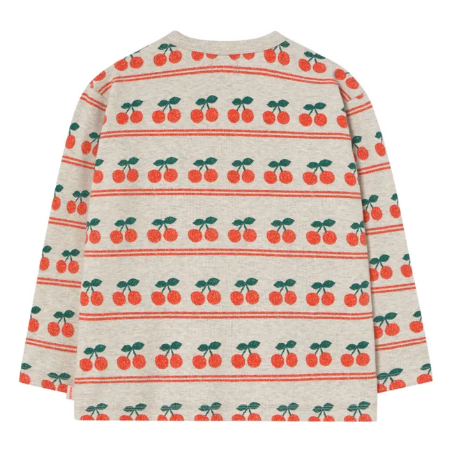 T-shirt Côtelé Cerises Coton Bio | Crème